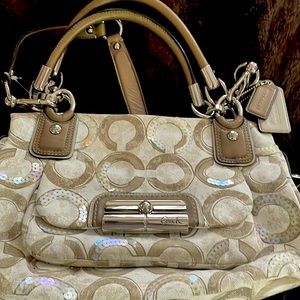 Coach purse white with tan